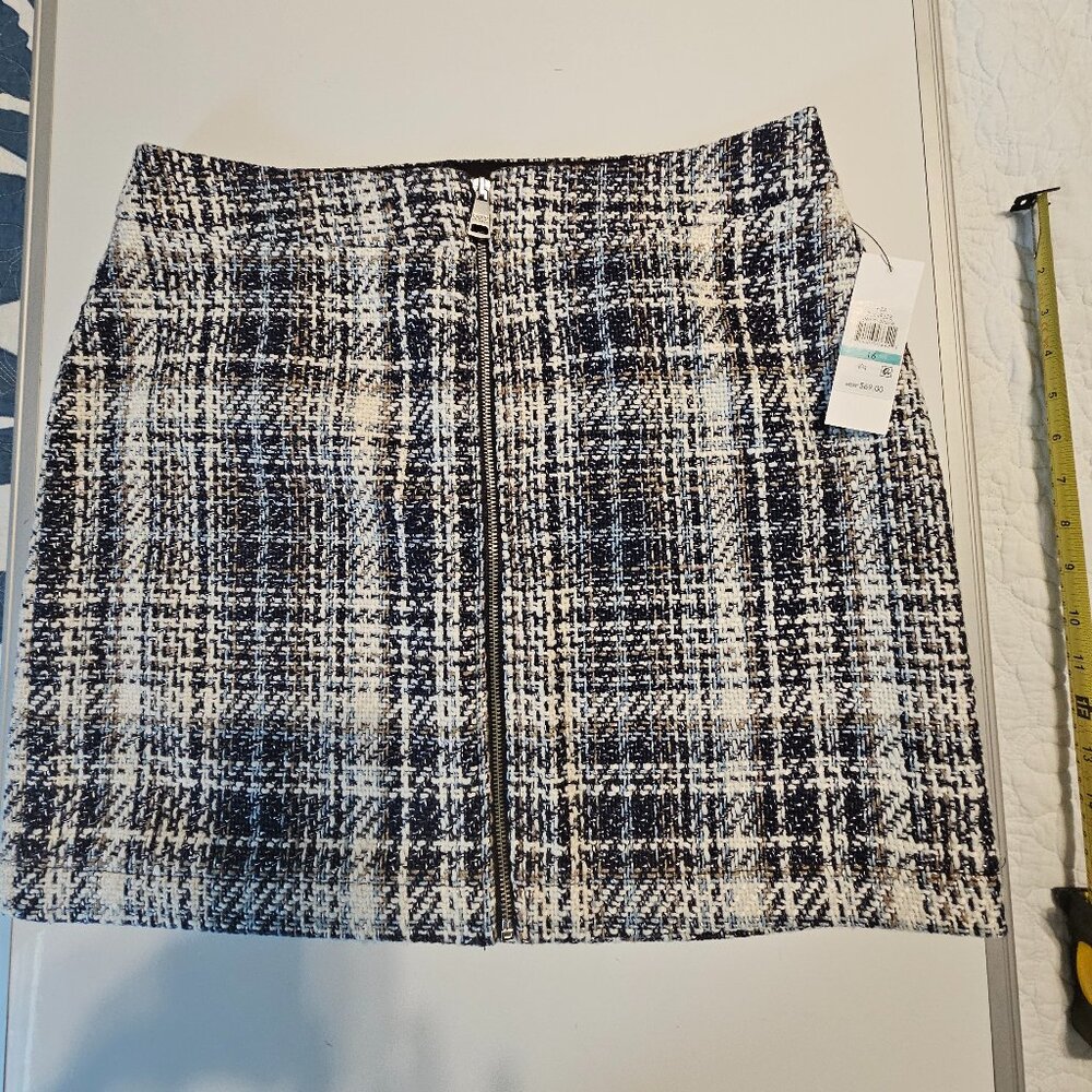NWT DKNY Jeans Women's Plaid Zip-Front Mini Skirt Size 16